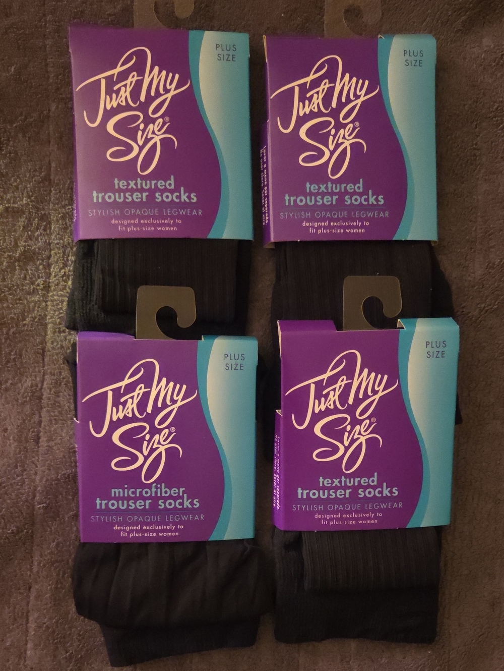 Just My Size Black Textured Trouser Socks - 4 Pack